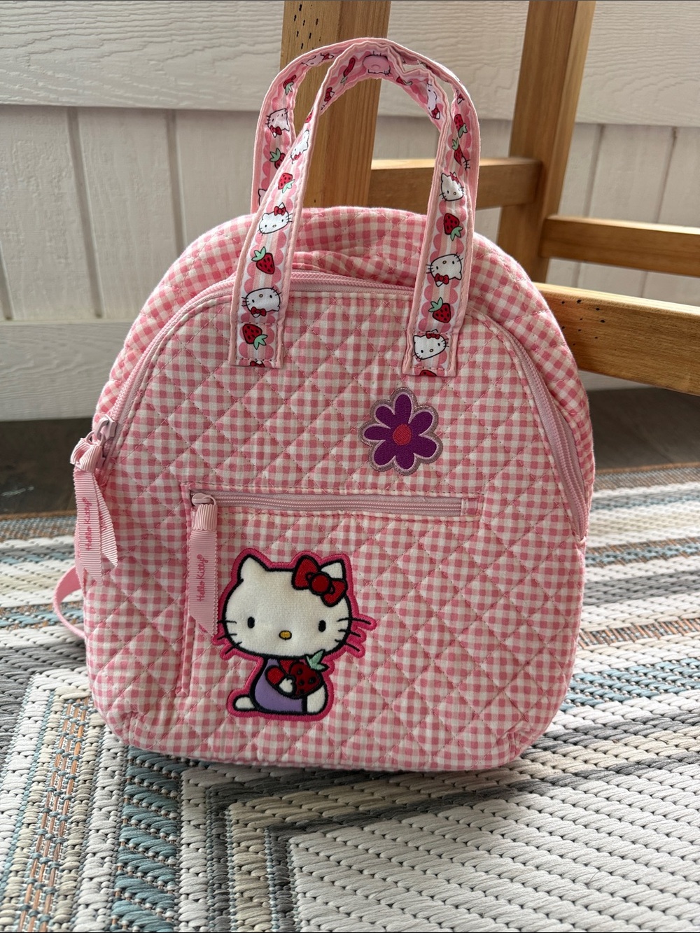 Vera Bradley Pink Gingham Quilted Hello Kitty Mini Backpack Tote EUC